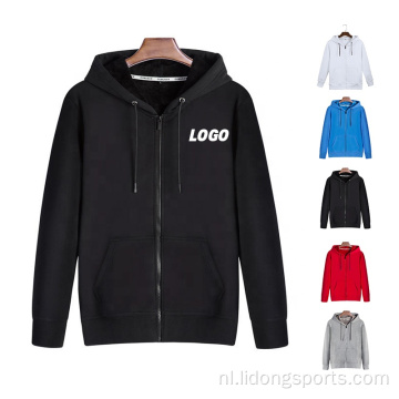 Groothandel vlak Zipper Hoodie unisex Zip omhoog hoodie